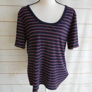 NWT GAP NAVY BLUE RED/CREAM STRIPED SHORT SLEEVE SCOOP NECK TOP SZ XXL